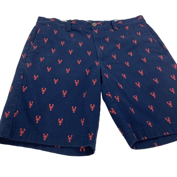 J. Crew Lobster Print Navy Red Cotton Chino Short Mens 31 - Picture 2 of 4